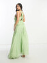 Фото #3 товара ASOS DESIGN Petite plunge pleated tiered maxi dress in sage green