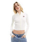 Фото #2 товара Tommy Jeans zip badge cardigan in white