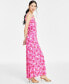 Фото #3 товара Women's Floral-Print Sleeveless V-Neck Maxi Dress, Created for Macy's