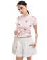 Фото #1 товара ASOS DESIGN baby t-shirt with lips embroidery in light pink