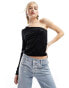 Фото #1 товара Mango one shoulder hot fix top in black