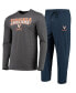 ფოტო #1 პროდუქტის Men's Navy, Heathered Charcoal Distressed Virginia Cavaliers Meter Long Sleeve T-shirt and Pants Sleep Set