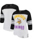 Women's White, Black Minnesota Vikings First Team Three-Quarter Sleeve Mesh T-shirt Черно-белый, M - фото #2