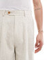 Фото #3 товара ASOS DESIGN smart longline linen mix textured shorts in beige