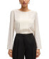 ფოტო #2 პროდუქტის Women's Pleated Front Long-Sleeved Blouse