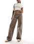 Object extreme wide leg jeans in leopard print