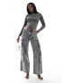 Фото #7 товара Mango high neck lurex cropped jumper in grey