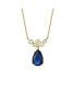 Sterling Silver with Blue Sapphire & Cubic Zirconia Bubble Chevron Raindrop Necklace