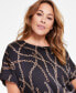 ფოტო #5 პროდუქტის Plus Size Chain-Print Dolman-Sleeve Top