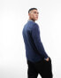 ASOS DESIGN long sleeve tipped pique polo shirt in navy