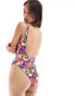 Фото #1 товара ASOS DESIGN Lillie scoop swimsuit in multi abstract print