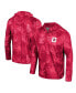 Фото #1 товара Men's Crimson Indiana Hoosiers Palms Printed Lightweight Quarter-Zip Hooded Top