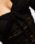 Bailey Rose ruffle detail mini with matching cardigan dress in black lace Черный, XS - фото #3