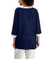 100% Linen Petite Colorblocked Eyelet 3/4 Sleeve Tunic Top, Created for Macy's
