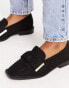 Simply Be Wide Fit flat ballet shoes in black with twist bow detail