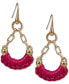 Фото #1 товара Gold-Tone Leather-Wrapped Open Drop Earrings