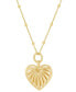 ფოტო #1 პროდუქტის Puffed Ribbed Heart Pendant Necklace in 18k Gold-Plated Sterling Silver, 16" + 2" extender