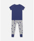 ფოტო #2 პროდუქტის Boy Organic Cotton Two Piece Pajama Set Grey Mix Printed Dogs - Toddler|Child