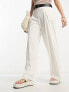 Vero Moda Petite linen touch soft tailored wide leg trousers in white