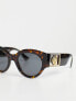 Фото #3 товара Versace oversized round sunglasses in brown tortoiseshell