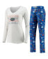 Фото #1 товара Women's Royal, White Florida Gators Flagship Long Sleeve T-shirt and Pants Sleep Set