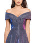 ფოტო #3 პროდუქტის Women's Off-The-Shoulder Shimmer Wrap Style Gown