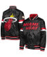 ფოტო #1 პროდუქტის Big Boys Black Miami Heat Home Game Varsity Satin Full-Snap Jacket