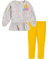 ფოტო #1 პროდუქტის Baby Girls Long Sleeve Printed French Terry Peplum Pullover and Solid Leggings, 2 Piece Set