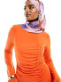 Daska ruched detail maxi dress in satsuma