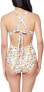 Jessica Simpson 273317 Women Tie Front One-Piece Sunset Multi LG (US 12-14)