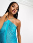 Фото #6 товара ASOS DESIGN Tall fringe drape halter maxi dress in teal