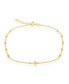 ფოტო #1 პროდუქტის Sterling Silver Diamond Cut Beads & Small Center Cross Anklet