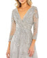 ფოტო #3 პროდუქტის Women's Embellished Wrap Over 3/4 Sleeve Dress