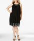 SL Fashions New York Plus Round Neck Metallic Trim Shift Dress Black 3X