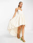 ASOS DESIGN Premium corset bubble high low hem maxi dress in cream