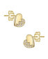 ფოტო #3 პროდუქტის Sterling Silver 14K Gold Plated Clear Cubic Zirconia Heart Stud Butterfly Earrings For Kids