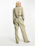 4th & Reckless contrast waistband trouser co-ord in khaki