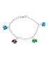 ფოტო #1 პროდუქტის Good Luck ZOO Animal Lucky Garden Colorful 5 Multi Elephant Dangling Charm Bracelet For Girls Teens .925 Sterling Silver 6 Inch Small Wrist