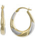 ფოტო #1 პროდუქტის Tapered Oval Small Hoop Earrings in 10k Two-Tone Gold