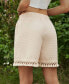 ფოტო #3 პროდუქტის Women's Elastic Waist Tassel Hem Shorts