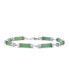 Фото #1 товара Asian Style Light Green Jade Strand Tube Bar Link Bracelet For Women Sterling Silver 7.5 Inch