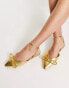 London Rebel bow sling back ballet in gold metallic