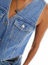 Фото #5 товара ASOS DESIGN denim waistcoat in mid wash blue