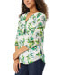 Фото #3 товара Petite Floral-Print Pleated-Shoulder Kelly Blouse