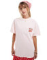 Miss Selfridge cherry back print oversized t-shirt in pink