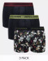 Фото #1 товара Jack & Jones 3 pack trunks in black floral & black