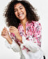 Фото #3 товара Women's Ruffled-Neck Floral-Print Top, Created for Macy's