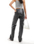 Фото #2 товара Noisy May faux leather slim fit trousers in grey snake print