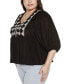 Фото #4 товара Black Label Plus Size Embroidered Boho Fit and Flare Top