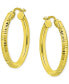 ფოტო #2 პროდუქტის Ridged Tube Small Hoop Earrings in 18k Gold-Plated Sterling Silver, 25mm, Created for Macy's